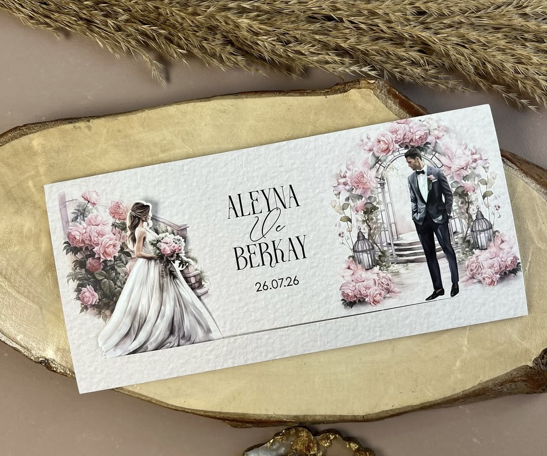 50x Faire-part de Mariage animé Mariée bouquet de fleurs 2 – Image 2