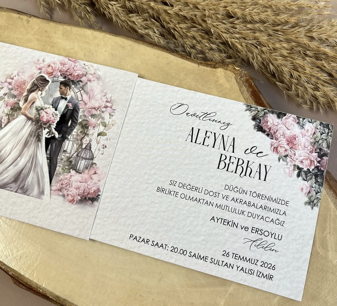 50x Faire-part de Mariage animé Mariée bouquet de fleurs 2 – Image 4