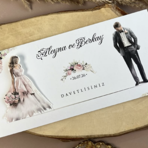 Faire-part de Mariage animé Mariée avec bouquet de fleurs (x50)